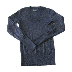 Attention Pullover Sweater Womens Medium Black Long Sleeve Sparkle Glitter Shirt